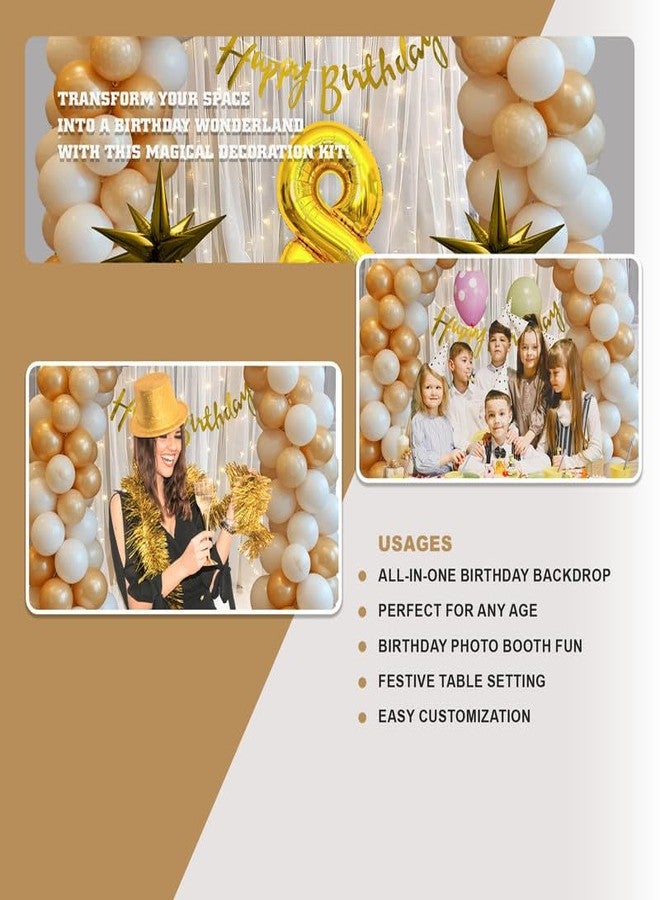 Selibration مجموعة زينة عيد ميلاد (109 قطعة) بالونات ولافتة باللونين البيج والأبيض، مجموعة متكاملة لعيد ميلاد الأطفال والزوج والزوجة للاحتفال بحفلة ذات طابع خاص - Image 3